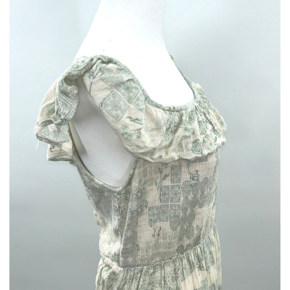 Wonderly Sage Green Smocked Maxi Dress Cottagecore Boho Prairie Romantic Size L - Picture 5 of 10